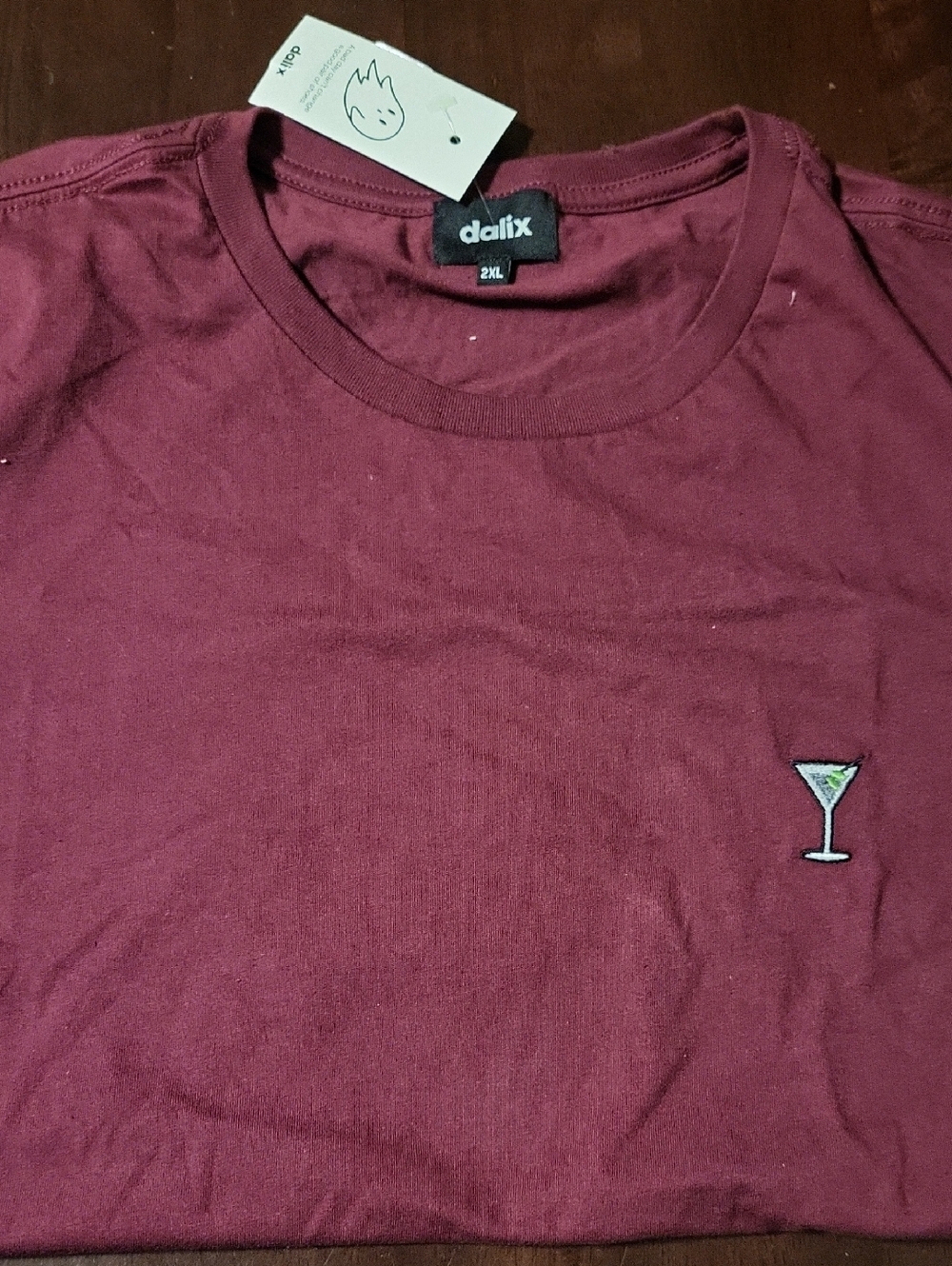 Dalix Men’s Crewneck T-Shirt - Burgundy with Martini Embroidery